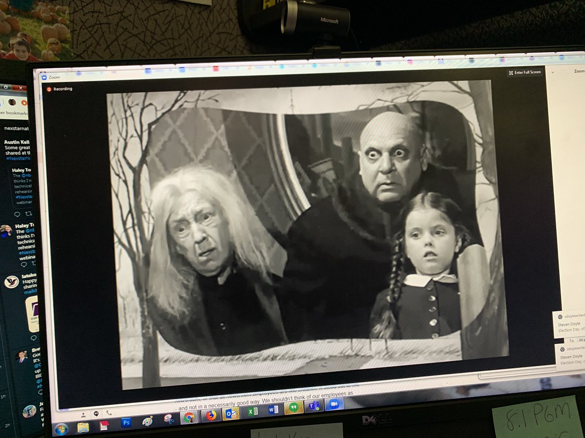 SDoyleWrites's tweet photo. When your webinar starts out with the Addams Family theme song you know it’s gonna be a fun one #Nexstarnation #digitalbestpractices https://t.co/n8Mfyy6tpR