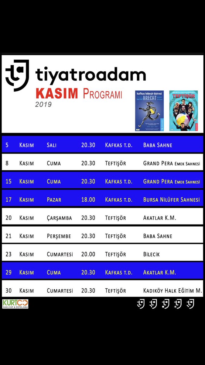 Tiyatromuzun “KASIM” programı
#KafkasTebeşirDairesi
#Teftişör
⬇️⬇️⬇️⬇️⬇️⬇️⬇️⬇️