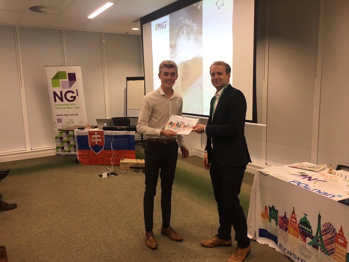 NGiLimited's tweet photo. NGi International Enterprise 4 students receive their awards from Rushcliffe Borough Councils Community Development Principal - Derek Hayden @Rushcliffe @EUErasmusPlus @erasmusplusUK @NottinghamFree @YoungWeAreYouNG @EastLeakeAC https://t.co/YV5ndNFezN