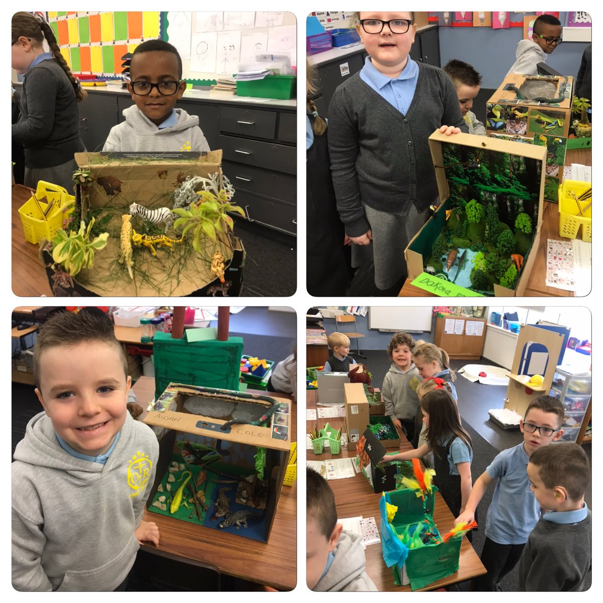 OLRprimary's tweet photo. Absolutely outstanding effort from P2a today!! Have a look at their fantastic rainforest dioramas! We had a great time showing them off to the other classes and explaining all our knowledge about the rainforest 😃🦋🐯🐸 #rainforest #diorama #homeworktask https://t.co/RTt2gl7G9p