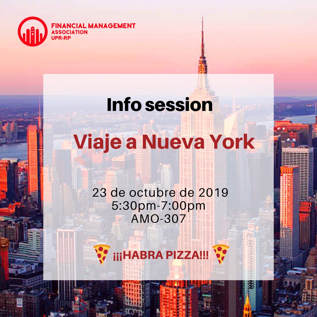 fmariopiedras's tweet photo. ¡Buenas! Este miércoles tenemos nuestro tan esperado Info Session para el Viaje a Nueva York🔥. Vamos a discutir todos los detalles sobre el viaje y además les tenemos una *GRAN SORPRESA* 🤫. No, se lo pueden perder‼️✈️ https://t.co/oM248wChYB