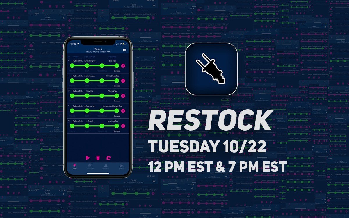 PluggedAIO's tweet photo. 🚨PLUGGED AIO RESTOCK🚨

We will be restocking tomorrow 10/22!

Wave 1: 12 pm est
Wave 2: 7 pm est

Copies will go live @ https://t.co/eJMCT0xgML

RT + LIKE + FOLLOW to win a FREE copy 🔥 https://t.co/9LVlXAieBH