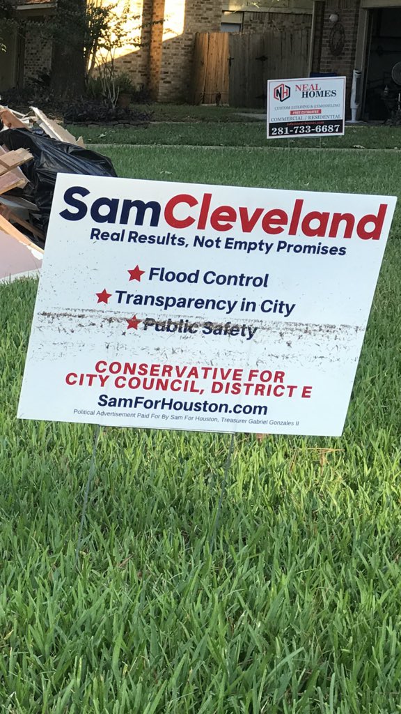 samforhouston's tweet photo. As we approach the end of the first day of early voting, I want the community to know I have been here with you before the storm, during the storm and I will be stand with you after the storm.  Thank you to all the people who have trusted me with their vote in District E. https://t.co/PWFYUlhxQb