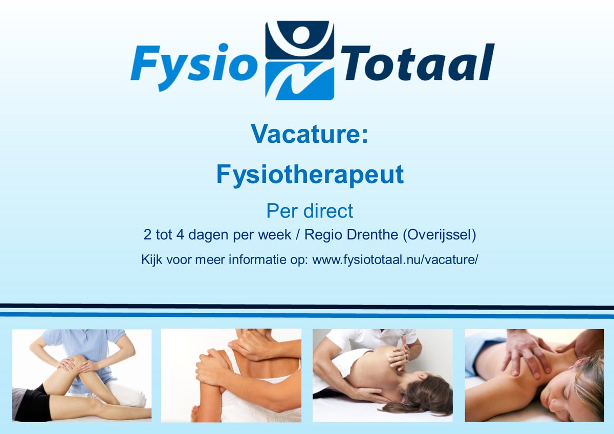 Vanwege snelle groei in Emmer-Compascuum zijn we op zoek naar een nieuwe collega. 

Delen wordt gewaardeerd!!

#vacature #fysiotherapie #Drenthe #directbeschikbaar #nieuweuitdaging #veelkansen
