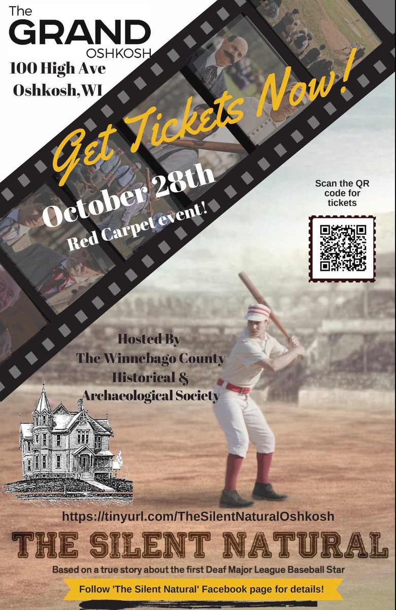 MarshallRTeague's tweet image. Looking forward to joining @barbeemiles @ShereeJWilson #Director David Risotto on Oct. 28th @OshkoshGrand
@visitoshkosh
#TheSilentNatural is showing where it ALL began w @MLB #Baseball great #WilliamDummyHoy #TheManThatDefiedTheOdds