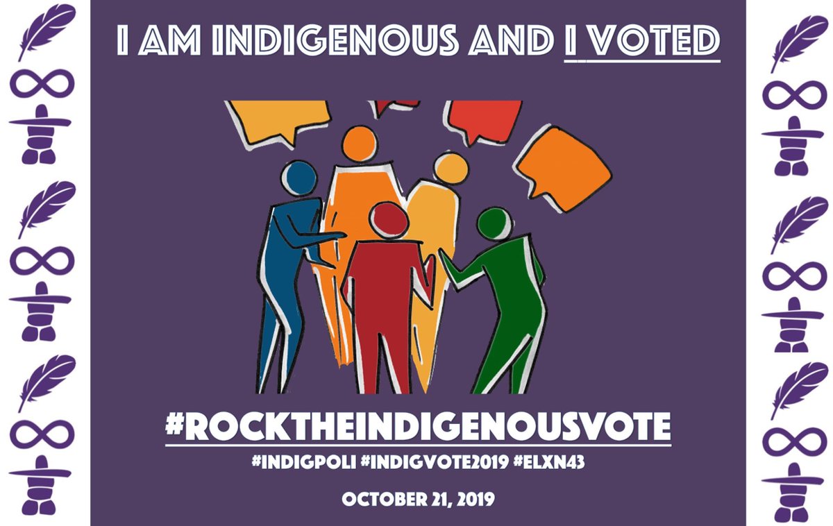 Are you Indigenous? Did you vote today or at advance polls?
Share this post if you voted (or know you will), let's see how many people Rocked the Indigenous Vote in the 2019 Canadian Federal Election. 
#elxn43 #cdnpoli #indigvote2019
#rocktheindigenousvote
#iamindigenousandivote