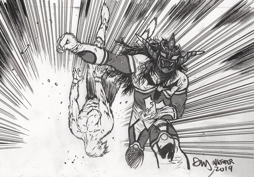 #inktoberday21, JUSHIN THUNDER LIGER!  I know I already did him for the cover but I wanted a proper action shot! #inktober #inktober2019 #wrestletober 