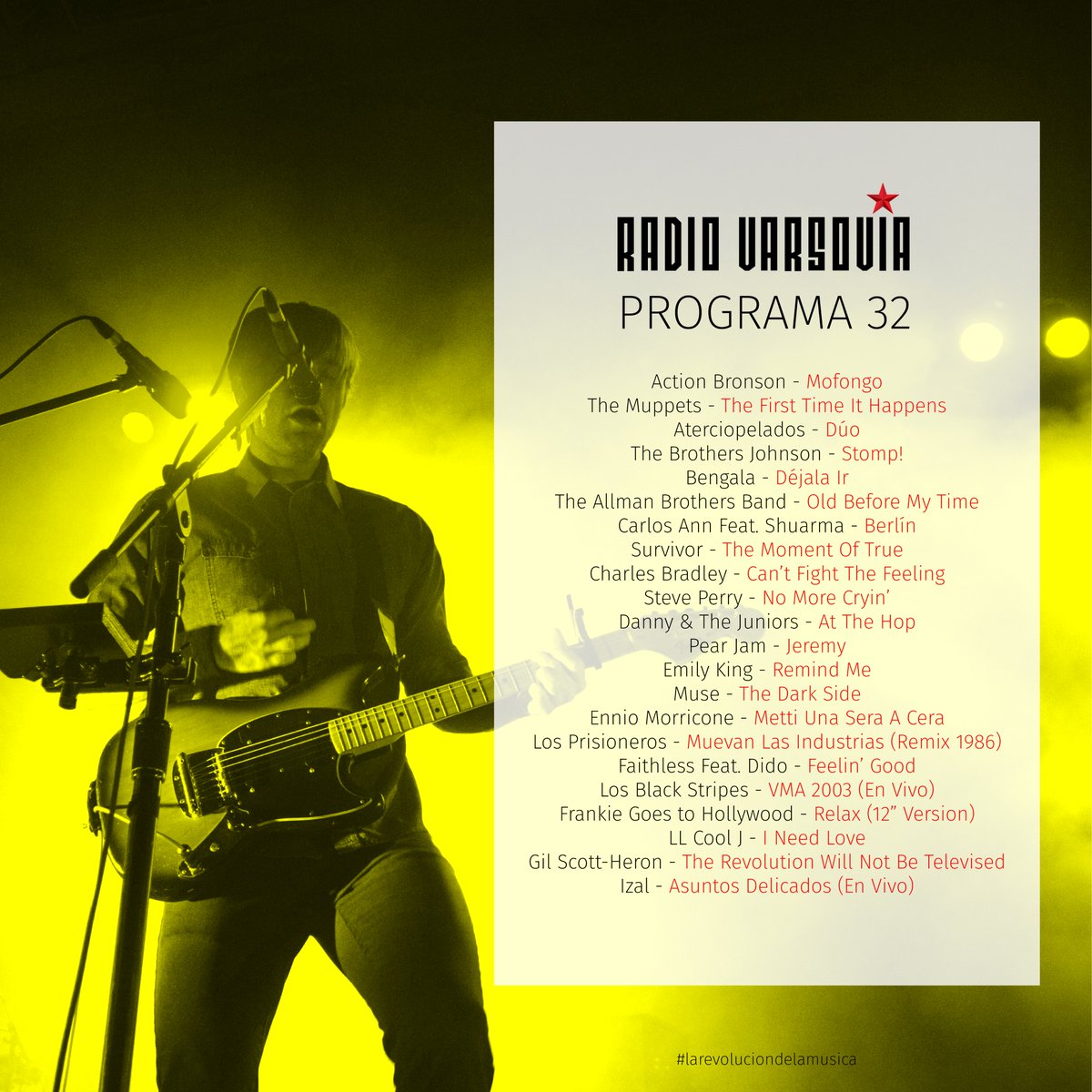 Podcasta 32 en <a href="/radio_varsovia/">Radio Varsovia</a> de <a href="/ruvunad/">Radio UNAD Virtual</a> aquí: bit.ly/32EnIqI. Hoy con <a href="/aterciopelados/">Aterciopelados</a> <a href="/ActionBronson/">*JOHANN SEBASTIAN BACHLAVA THE DOCTOR*</a> <a href="/TheMuppets/">The Muppets</a> <a href="/Bengala/">Fernando bengala</a> <a href="/allmanbrothers/">Allman Brothers Band</a> <a href="/carlosann/">Carlos Ann</a> <a href="/shuarmamusic/">Shuarma</a> <a href="/survivorband/">SURVIVOR</a> <a href="/StevePerryMusic/">Steve Perry</a> <a href="/Charles_Bradley/">Charles Bradley</a> <a href="/muse/">muse</a> <a href="/PearlJam/">Pearl Jam</a> <a href="/Emilykingmusic/">Emily King</a> <a href="/MEnnioMorricone/">Ennio Morricone</a> <a href="/llcoolj/">LLCOOLJ</a>