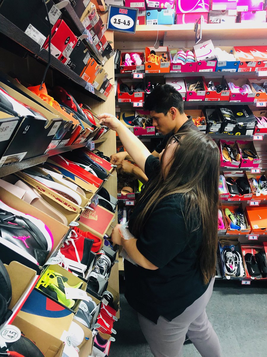 working at a shoe store