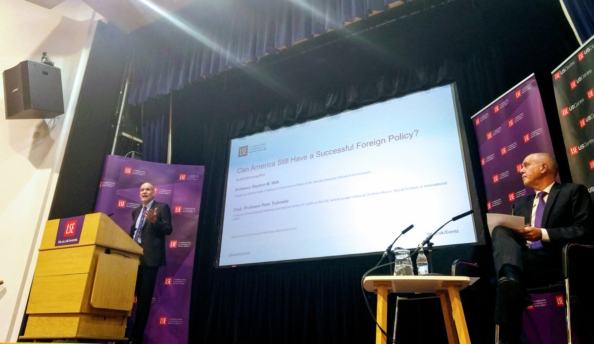 CaroZaccato's tweet photo. 'Can America Still Have a Successful Foreign Policy?' asks @stephenWalt, advocating for an #offshorebalancing strategy and a re-evaluation of 🇺🇸 prioritary interests in the world and at home.
#LSEUSForeignPol #USpolitics #partoflse @LSEnews @LSEIRDept https://t.co/rCNGgo3aTT