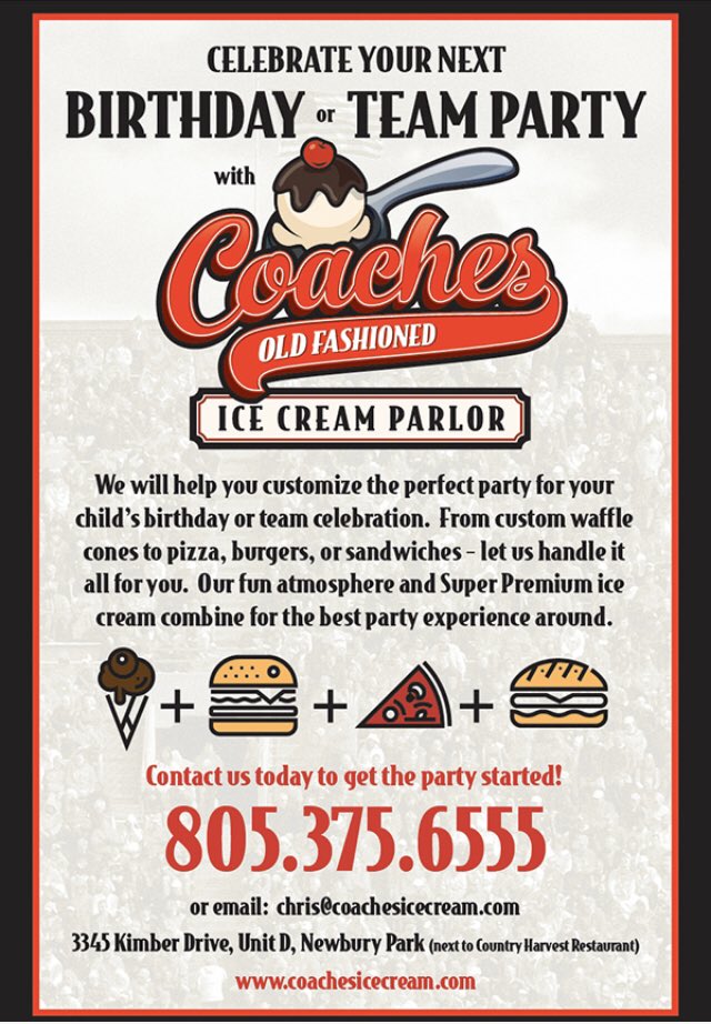 Celebrate your Birthday or Team Party with Coaches!!! We will handle Everything! #CoachesIceCream #CoachesBirthdayParties #CoachesTeamParties #BestIceCreamEver
