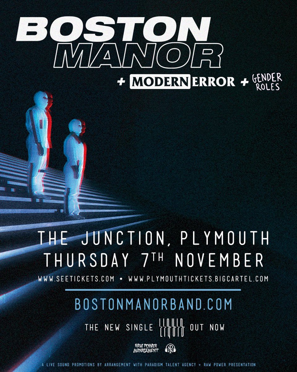 Live Sound Promotions (@lspromoplymouth) on Twitter photo There are only FIVE tickets left for <a href="/BSTNMNR/">Boston Manor</a> w/ <a href="/modernerroruk/">Modern Error</a> & <a href="/genderrolesuk/">๐๐๐๐๐๐ ๐๐๐๐๐</a> at The Junction, Plymouth on November 7th! There are only FIVE tickets left for <a href="/BSTNMNR/">Boston Manor</a> w/ <a href="/modernerroruk/">Modern Error</a> & <a href="/genderrolesuk/">๐๐๐๐๐๐ ๐๐๐๐๐</a> at The Junction, Plymouth on November 7th!