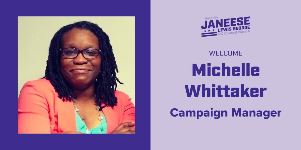 Janeese4DC's tweet image. I am incredibly excited to welcome @mcwspeaks, a veteran organizer, strategist, and campaign leader, as our new full-time Campaign Manager. 

Michelle has run inspiring campaigns for progressive Democratic women, and I feel lucky she is joining our work. janeese4dc.com/news/janeese-l…