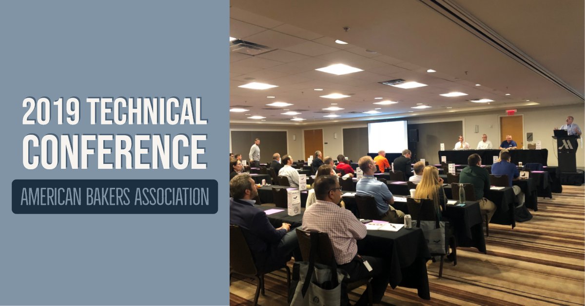 BakingSnackMag's tweet photo. At #ABATechCon, Tim Clark with Radio Frequency, Joe Zaleski with @ReadingBakery, Kevin Knott with Buhler-Haas and Rich McFeaters with @AmericanBakers share best practices to properly control moisture and avoid the risk of cracking in the finished product. #BakingIndustry https://t.co/XRlyYbYLav