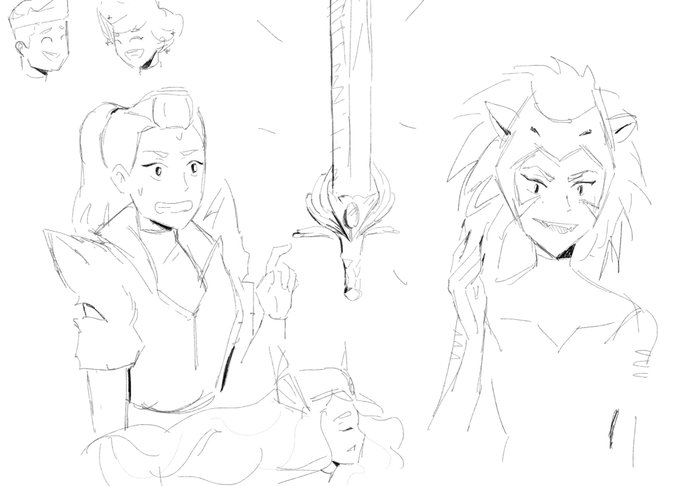 a couple quick she-ra sketches, just started watching it's sooo cute

#SheraandthePrincessesofPower #adora #catra #catradora 