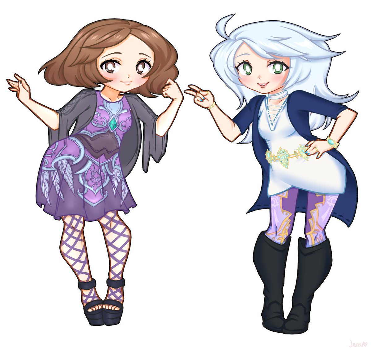 TradeChat's tweet photo. Stumbled across this art on my storage drive from Blizzcon 2017...@perculia and I coordinated casual Sylvanas and Jaina outfits and @_Jiinxi illustrated us perfectly 😍😍😍 https://t.co/8vTRLLZOE8