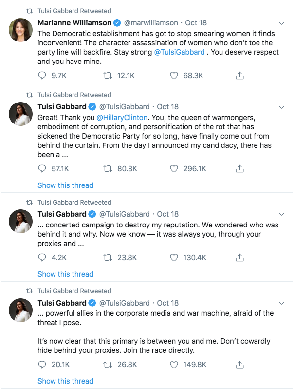 NoGuff1's tweet photo. @badger7_7 @Big_crusher1000 @Burt1Lafleur @ccinthemiddle @CheeksGrammy @ClareFriedman1 @Consofcooking1 @DavidWo12971740 @DrSMDHdaily @Dzor22 @FrankPayton13 @fretsward @Gimpmaker @goober65 @HaymanWood @jase_1972 @JAT1967 @JD03328312 @JeffriesAllen @kelting430 @Kessol @KHart51489408 @LauraWhitt32 @LongBeardBobby1 @nany_halaby @OwenAbso @PamelaBenefiel4 @PennyPo47428324 @plozr10 @Quiet_steph @real_pat_henry @RealLonestarTX @RegulatedWell @Suzanne54837213 @TheSandmanSlim @TXwoodworker98 @USA1stWins @VILVNV @Vincenz42493578 @VoiceOfReasonNW @wcwinc Oh, how I just LOVE watching the Left eat their own.
#Gabbard #Shrillary #2020Election #MAGA https://t.co/TR8ObxobFJ