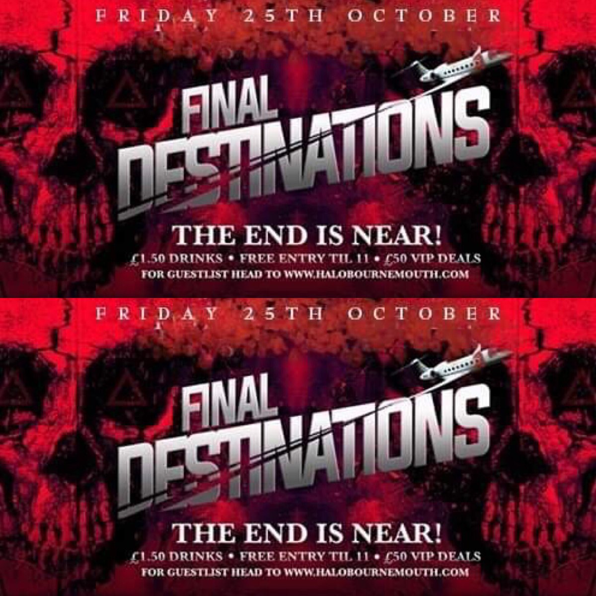 halobournemouth's tweet photo. Final FREE tickets available for this Fridays Fright night!

Click now for cheap thrills.... 
https://t.co/BChWzPquHo
💀🔈💀 https://t.co/Eemny1oiju