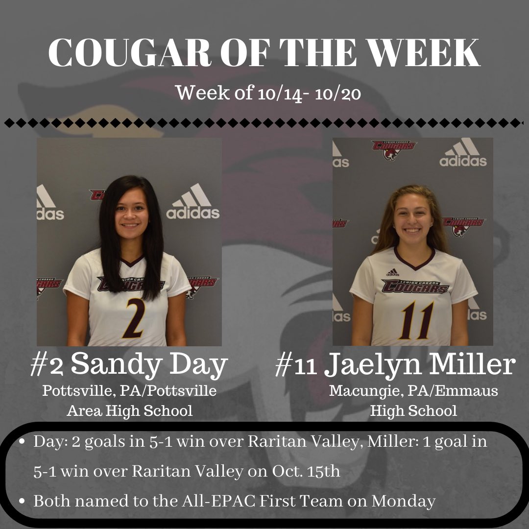 Gocougarsports's tweet photo. We have co-athletes of the week for our final week of the fall season, as this @LC_WSoccer dynamic duo was named to the All-Conference First Team after leading the team to a 5-1 win in their regular season finale! #CougarProud https://t.co/dMGsoFZE3r