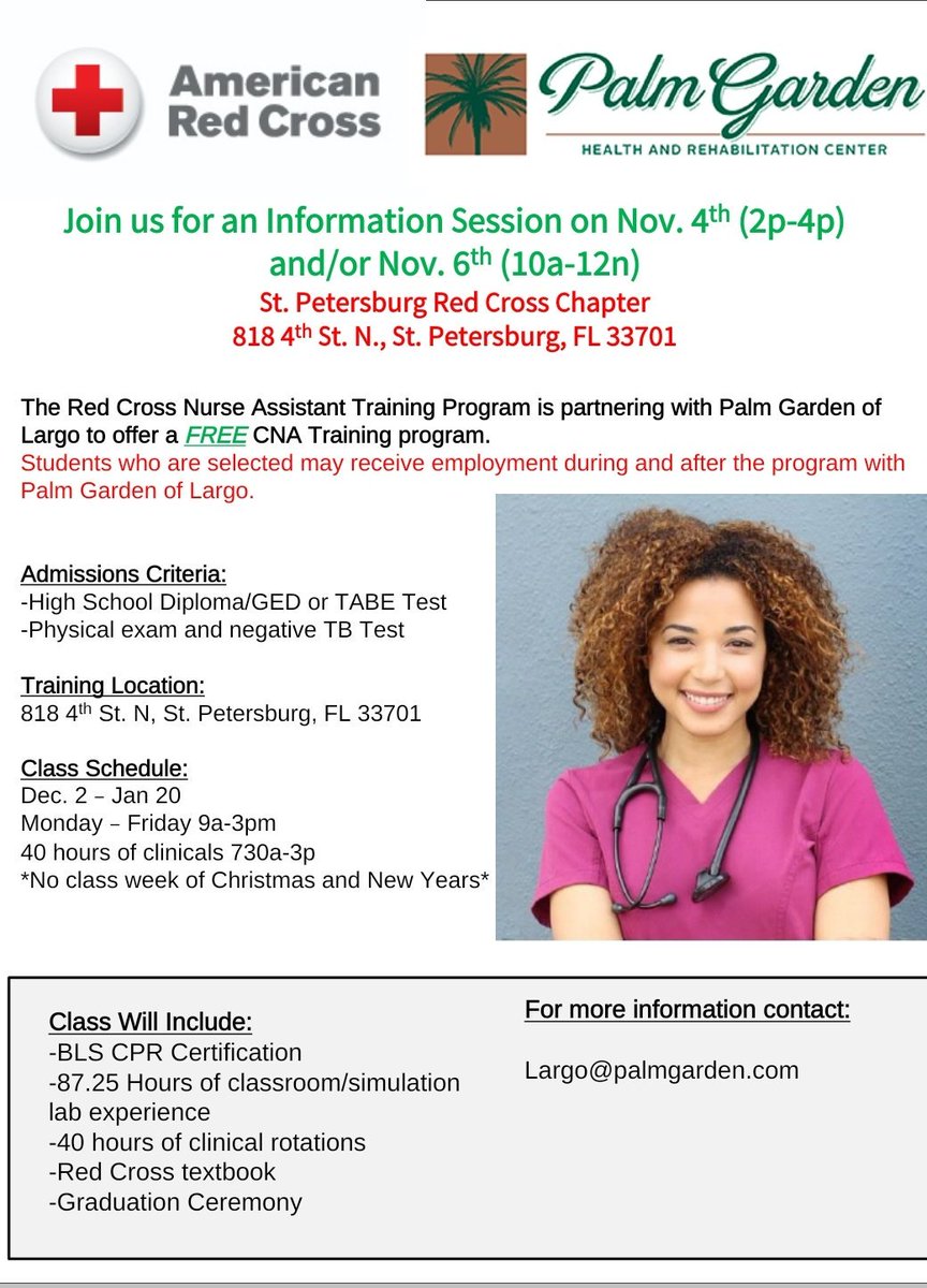 PGRecruit's tweet photo. #FreeCNATraining @RedCross #CNA https://t.co/7SP78WOPx4
