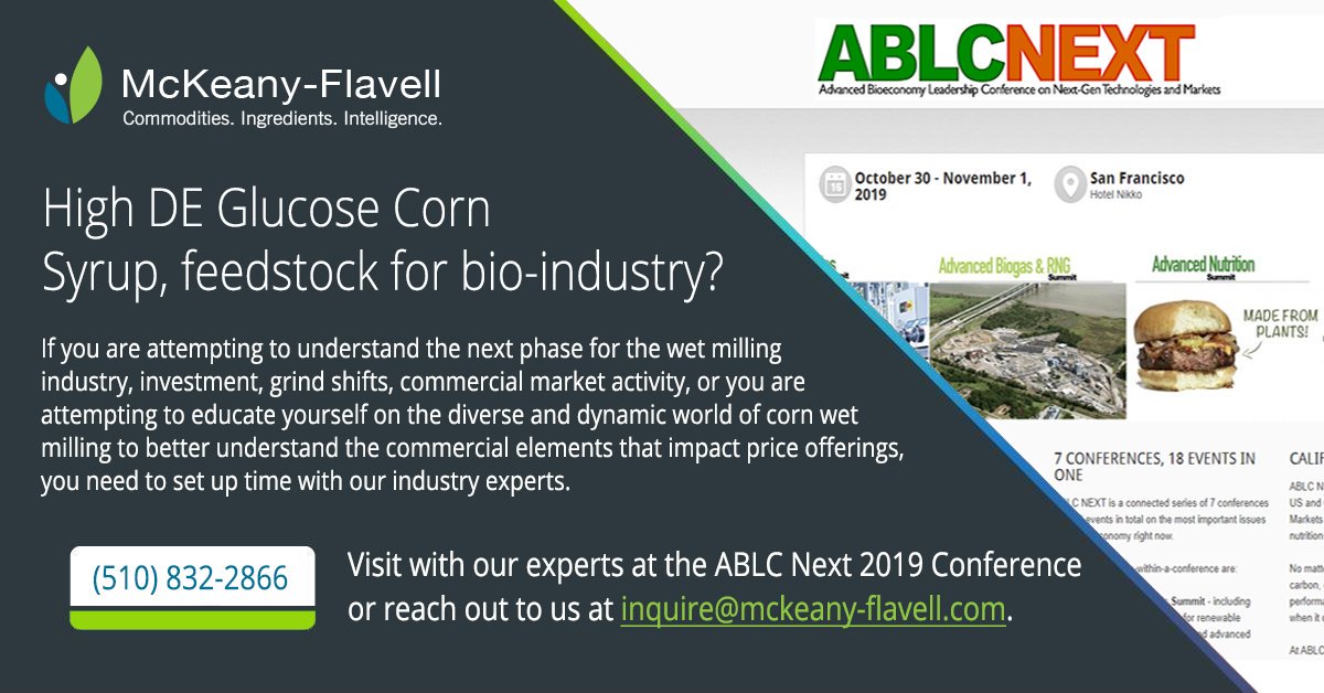 Mckeanyflavell's tweet image. Going to ABLC NEXT 2019? Visit with our team to learn about using High DE Glucose Corn Syrup as feedstock! San Francisco, Oct. 30-Nov. 1.
#biofuelsdigest #biofuels #corn #cornsyrup