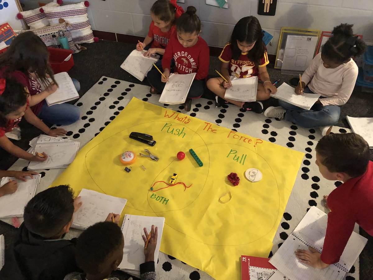 BrandyWalden2's tweet photo. What’s the force? We made a push &amp; pull Venn diagram and everyone recorded/labeled the results in their science journals! #bethelight #jfebethelight @HumbleISD_JFE @HumbleISD @ElizabethFagen https://t.co/x8islD7eBm