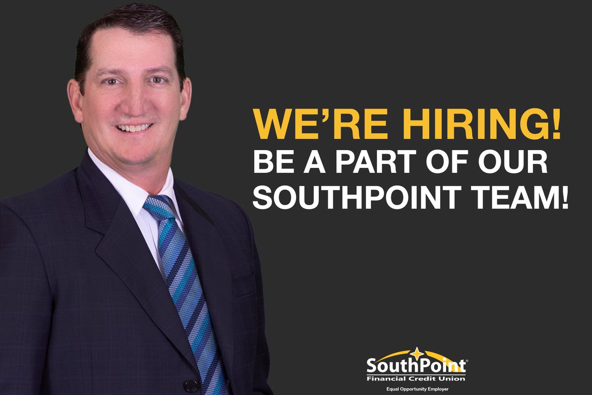 Are you ready for a career change? SouthPoint is currently hiring multiple positions. Check out our current positions at southpointfinancial.com/careers/ Be a part of the SouthPoint team! #CreditUnion #NowHiring #EmploymentOpportunities