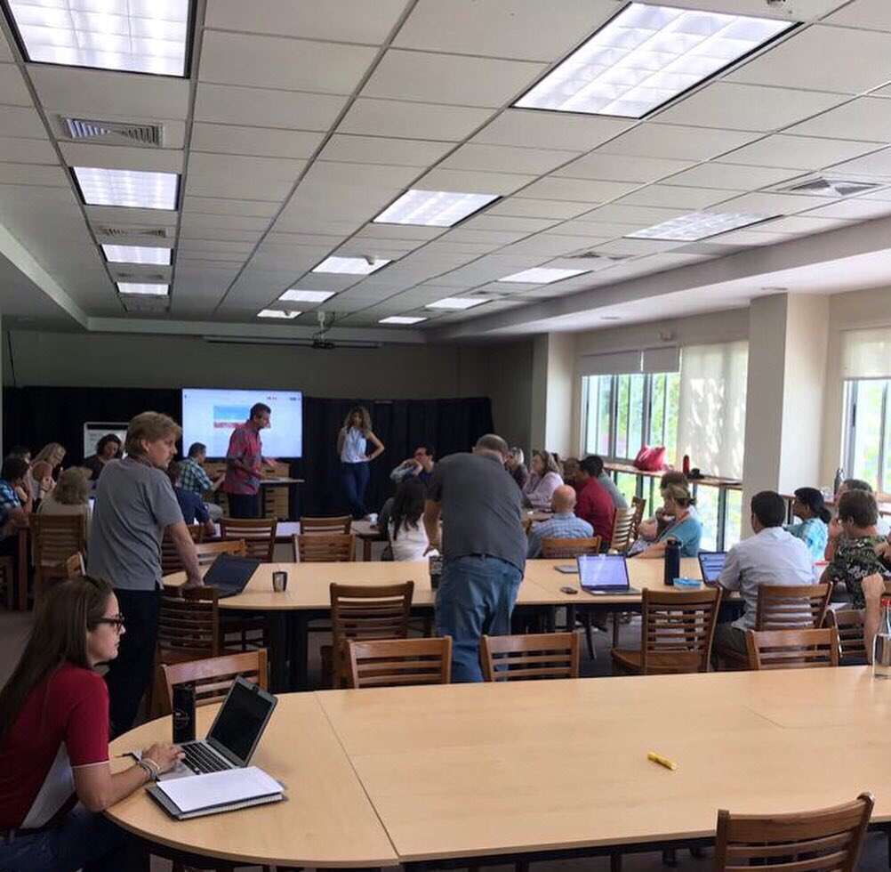CMSSharks's tweet photo. At CMS there is a strong commitment to professional development. On our first Professional Learning Day of 2019-20, our Head of School Mr. Mostert welcomed all staff in a school wide session. Faculty then worked together learning new concepts in their professional areas. #cmspld https://t.co/G0Iweb9kI7