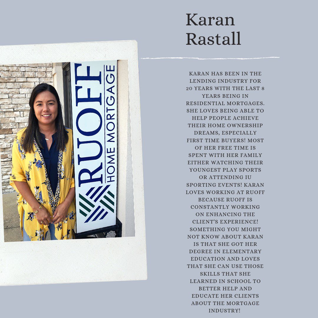 DebTomaro's tweet photo. Shout out to our show sponsor Karan Rastall - Senior Loan Officer, NMLS #763395 for supporting us and our community! Be sure to reach out to Karan for all your home loan needs. #ruoffrocks #athomeinbloomington #getamortgage #helobloomington #homeloans #myfirsthome https://t.co/FI6fvV8Xaa