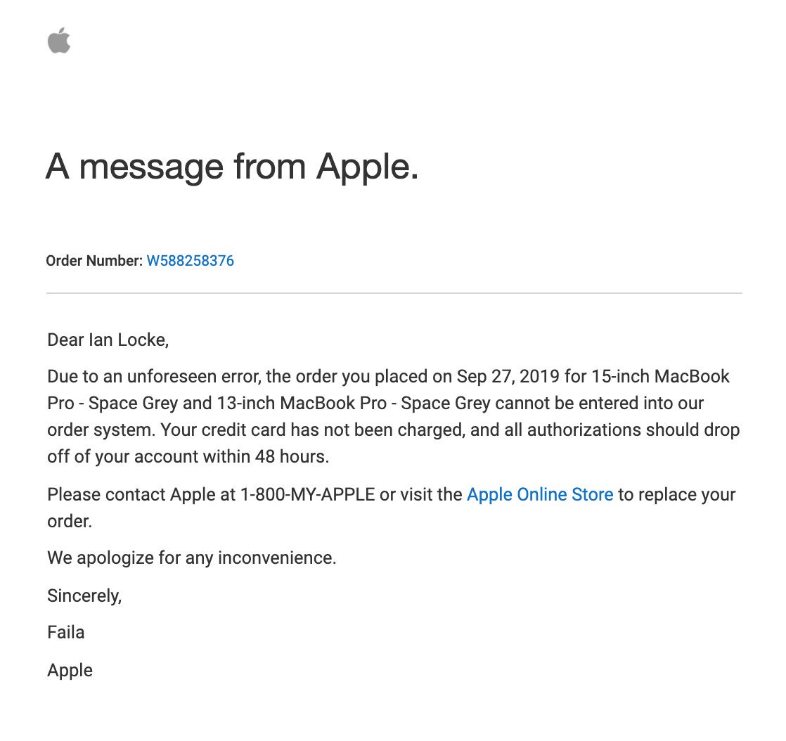 Hi <a href="/Apple/">Apple</a>, I've been on the phone for almost two hours and been transferred 10 times. Why can't anyone help me with my order? W588258376 
Can you tell me what this means?