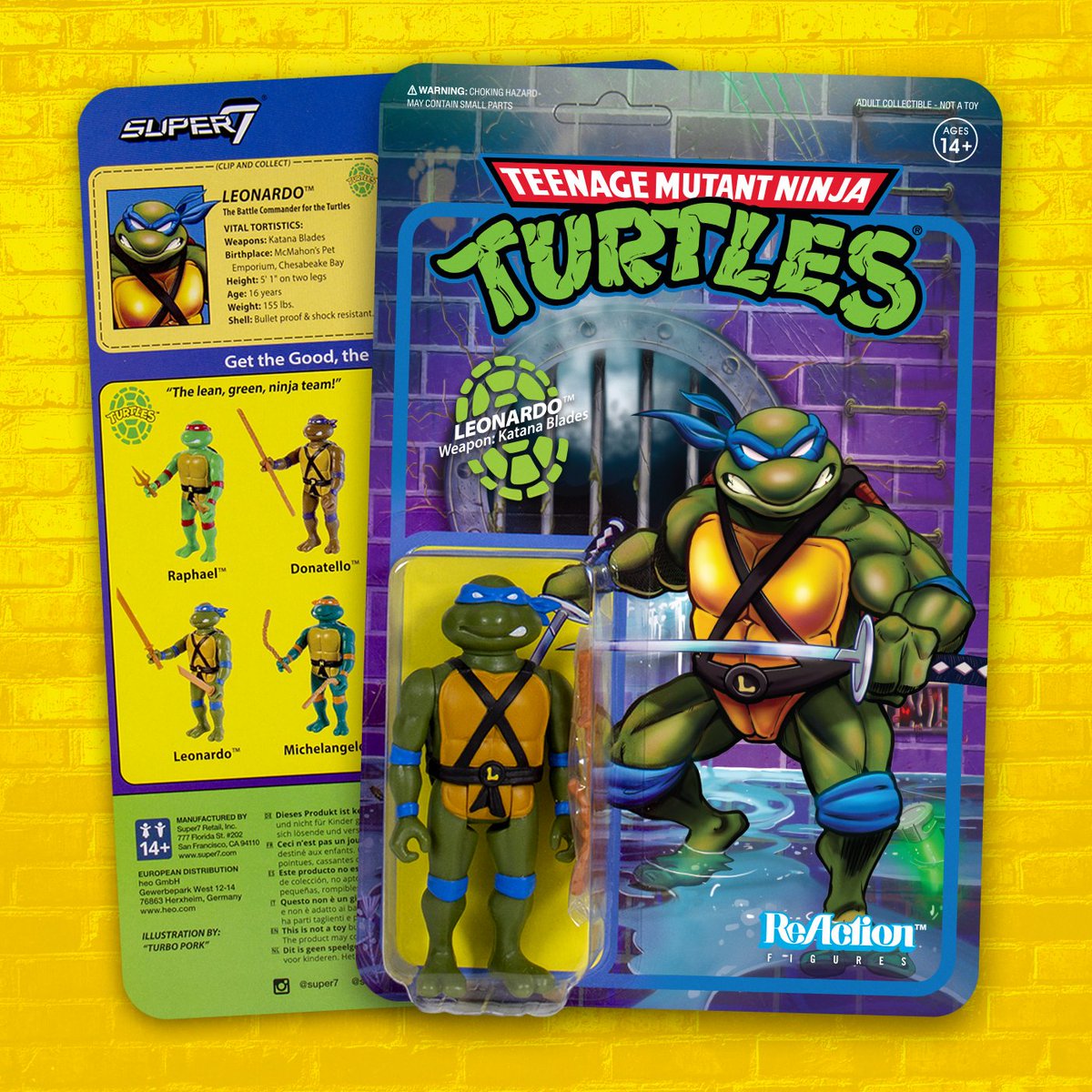 Super7 Tmnt Join Super7 S 3 75 Inch Reaction Figure World Raphael With A Pair Of Sai And A Slice Of Pizza Leonardo With Katana Blades And A Slice Of Pizza Bebop With