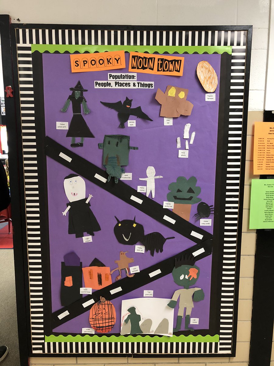 Loved going to Mrs. Grimes’ 1st Grade Class to read a scary story and then help them with their “Spooky Noun Town” word wall!! #GreatKids #GreatTeachers