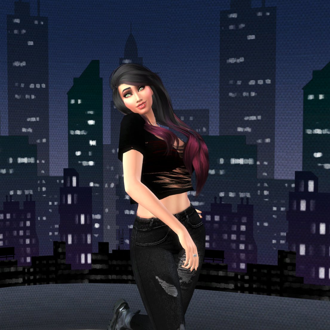 JayCamaroGirl's tweet photo. My first simmie with CC😍lashes/eyes/lips/jewelery/nails by #PralineSims hair by #Stealthic top/pants by #Cleotopia and shoes by #MJ95 #TS4 #Sims4 #Sims4cc https://t.co/oMJIhSnAeL