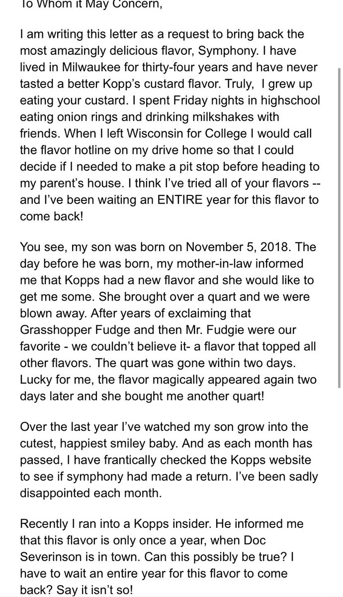lbkimmel's tweet photo. Hey @koppscustard did you get my letter? I shared it with my students last week @milwaukeejds as an example of persuasive writing! We are semi-patiently waiting for a response! 🍦 🍦 #bringbacksymphony #itsbeenayear #postpartumcraving #authenticwriting https://t.co/byvnrqqpoW