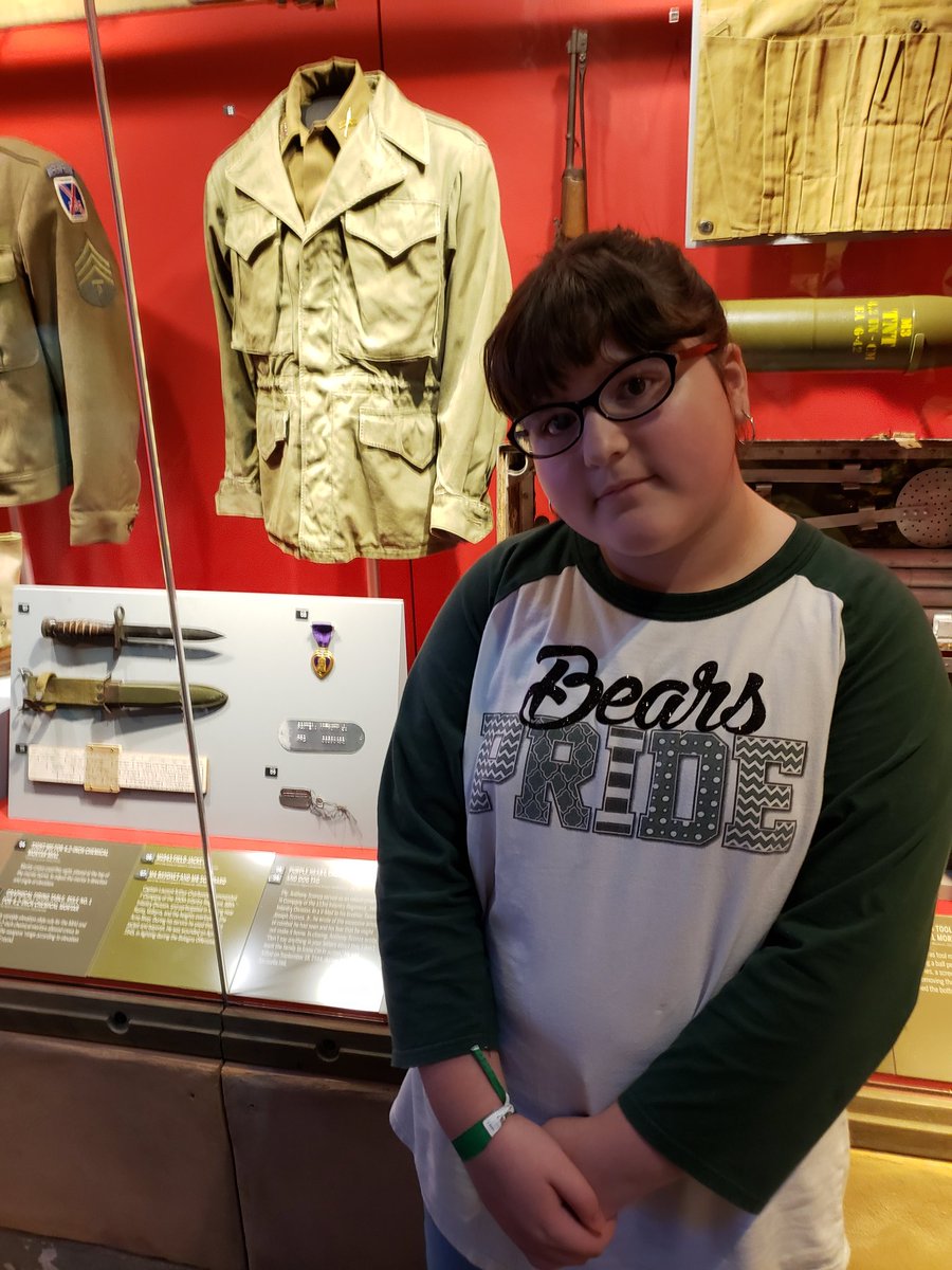 HNC73's tweet photo. Lots of fun at the WW2 museum today with our 6th grade Gifted &amp; Enrichment Students... and Irelyn got to see her Great Uncle Anthony Sconza's Purple Heart, Casket Plate, Dog Tags, and Telegram.
#DaretobeaBEAR #TPSDPride https://t.co/G44xXvBzjk