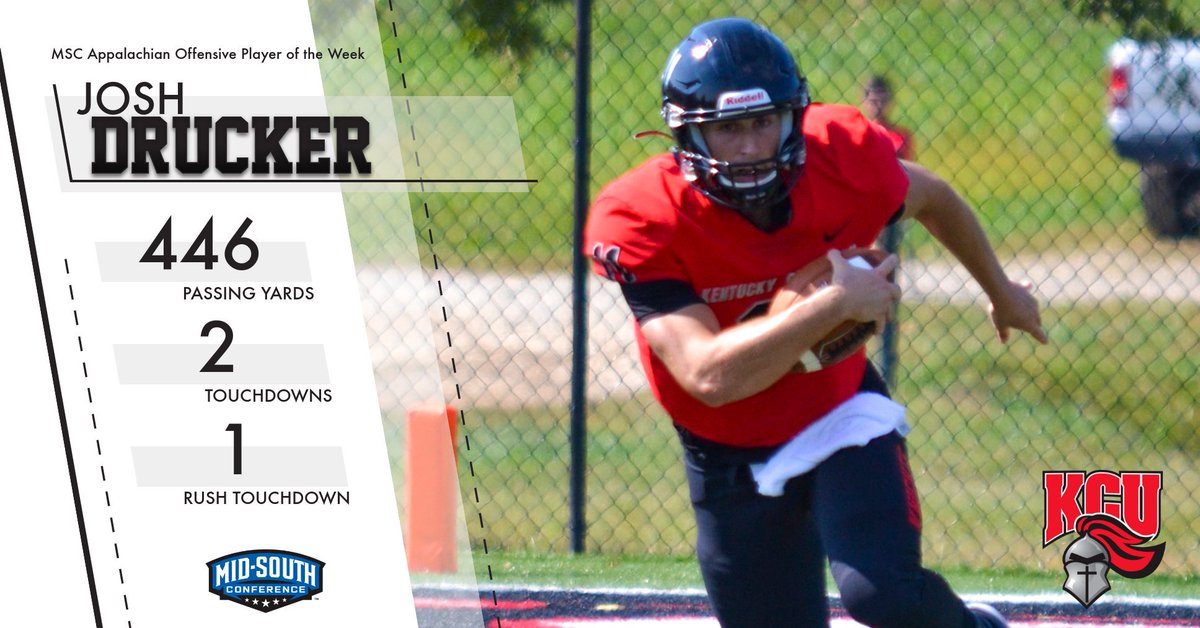 MidSouthSports's tweet photo. Congratulations to @GoKnightsATH Josh Drucker for winning MSC Appalachian Offensive Player of the Week
Link: https://t.co/XxAmKv2bWU https://t.co/m1rM0AeUiu