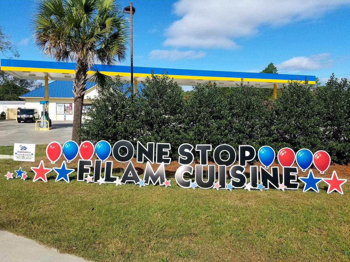 Palmettograms's tweet photo. Stop by and see Eva and Russell at One Stop Filam Cuisine inside Jet Fuel at Barr and Rawl.
#OneStopFilamCuisine #lumpia #AdoboChicken #Pancit #Tocino #Menudo #FilipinoFood #Wings #ChickenStrips #HotDog #CheeseFries https://t.co/z28VvBOaf7