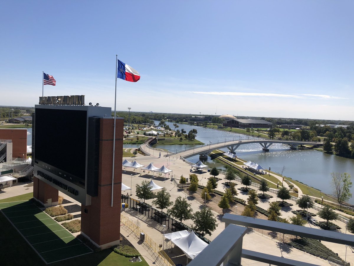 My “office” view changes frequently. Today, McLane Stadium home of @BUFootball Amazing view!  Love what @CoachMattRhule is building in this special place! #SicEm #AllAboutTheWhy💪🏻🐻