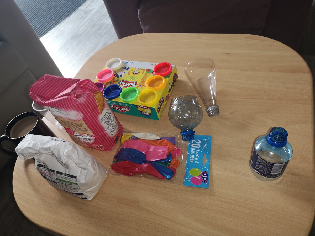 Relaxation group at @GMMH_NHS Honeysuckle Lodge, we played play dough games (@SJ_1981, you would be proud) made stress balls and made a mess all with big smiles on our faces.  #positiveandsafe #therapeuticactivity