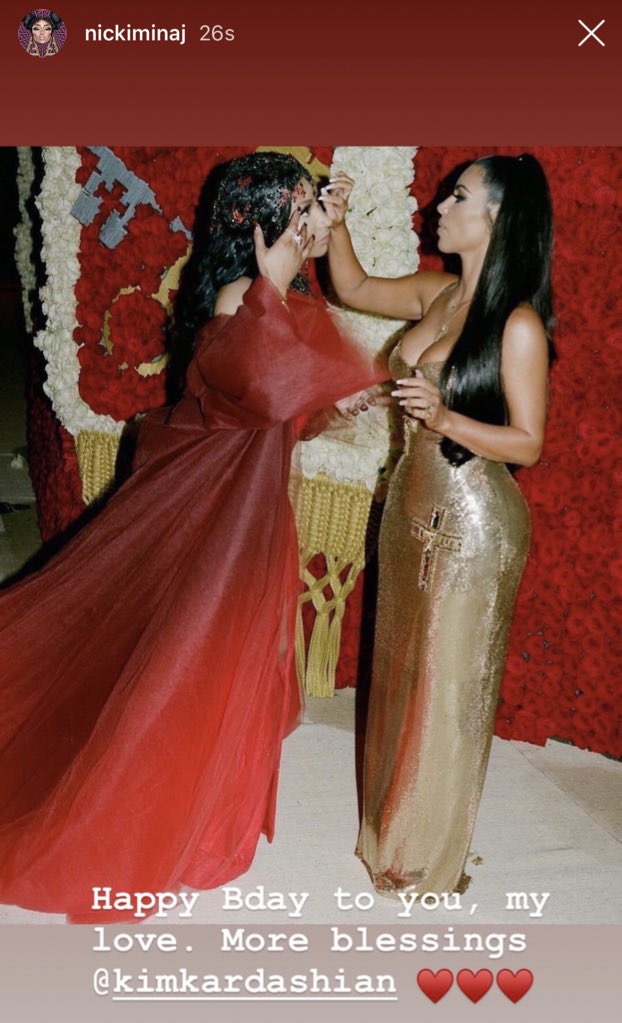 Nicki Minaj wishes Kim Kardashian a Happy Birthday via Instagram Story!    