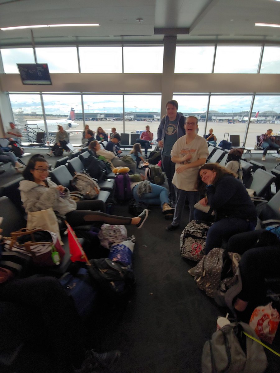 Hartifam's tweet photo. French and German delegations about to board for Norfolk. Do we have the whole airplane? No, just the most enthusiastic group on board! #LionsAmazing #GSWLA @JAAvila0918 #tallwoodhs #cominghome https://t.co/9Y5BHceM8d
