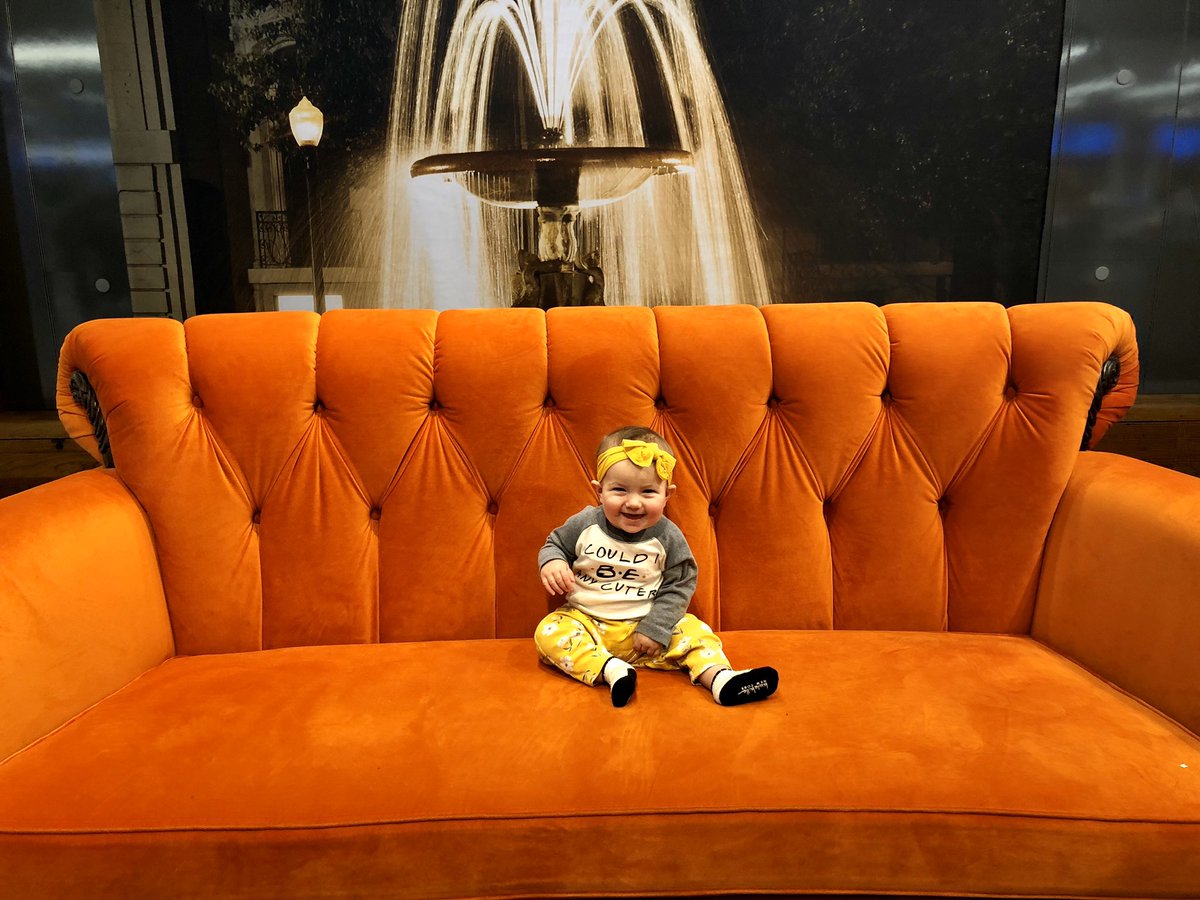 AndreaFennelly's tweet photo. Chandler on the F•R•I•E•N•D•S couch wearing a chandlerism on her shirt @MatthewPerry @FriendsTV #couldibeanycuter #friendsfanatic https://t.co/Y34rc4Ujnq