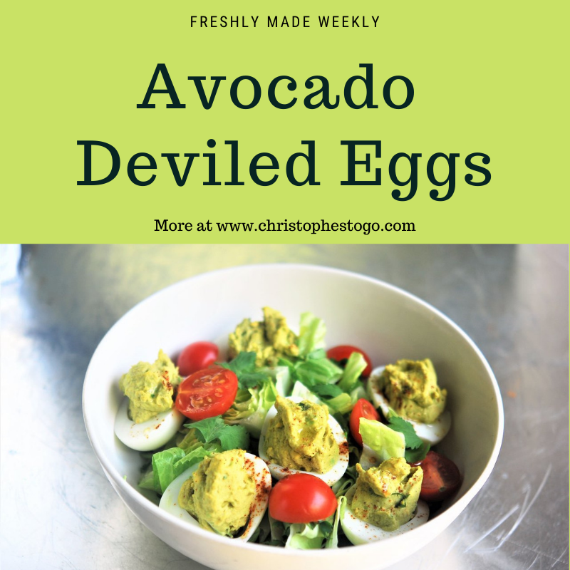 clickchefstogo's tweet photo. Check out our Avocado Deviled Eggs. Enjoy our delicious avocado deviled eggs on a bed of mixed greens! Eat healthy on the go with Christophe's, explore more meals options at https://t.co/3dSJQYBw5h! #healthyfoods #ATLeats https://t.co/okvm5H4aks