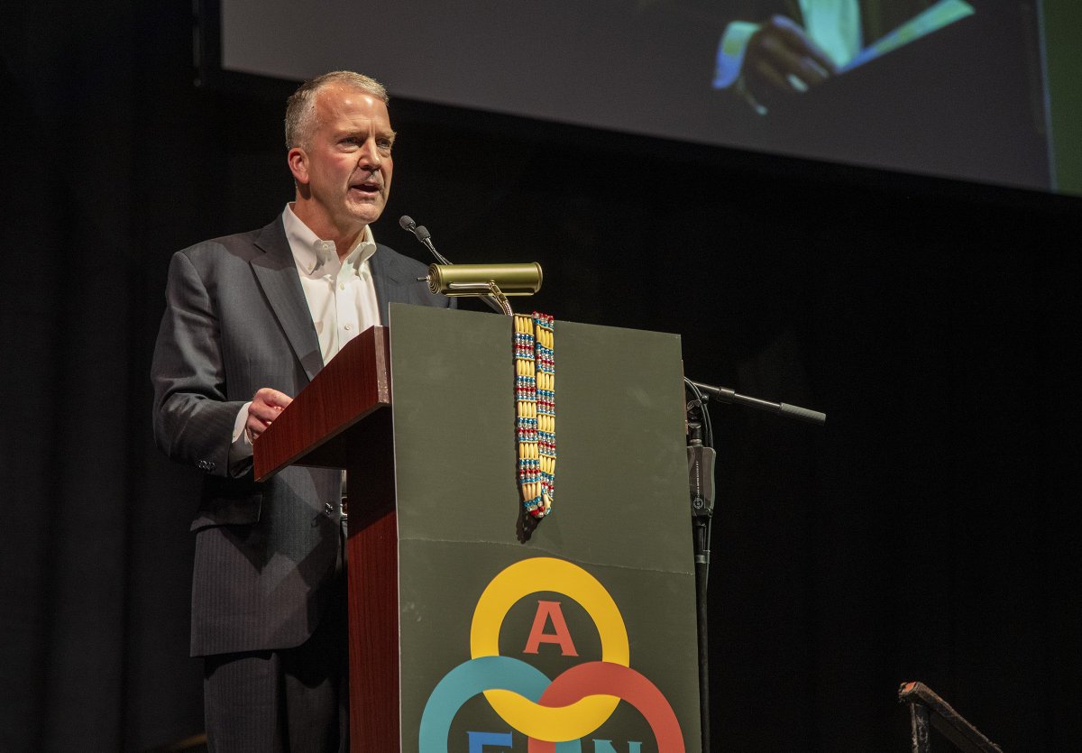 SenDanSullivan's tweet photo. At the very heart of good government is a dedicated and engaged people - Alaskans. Thank you to all who organized another great @NativeFed convention as we continue to work together to advance the interests of Alaska’s First People. #2019AFN https://t.co/idh4TcoA78
