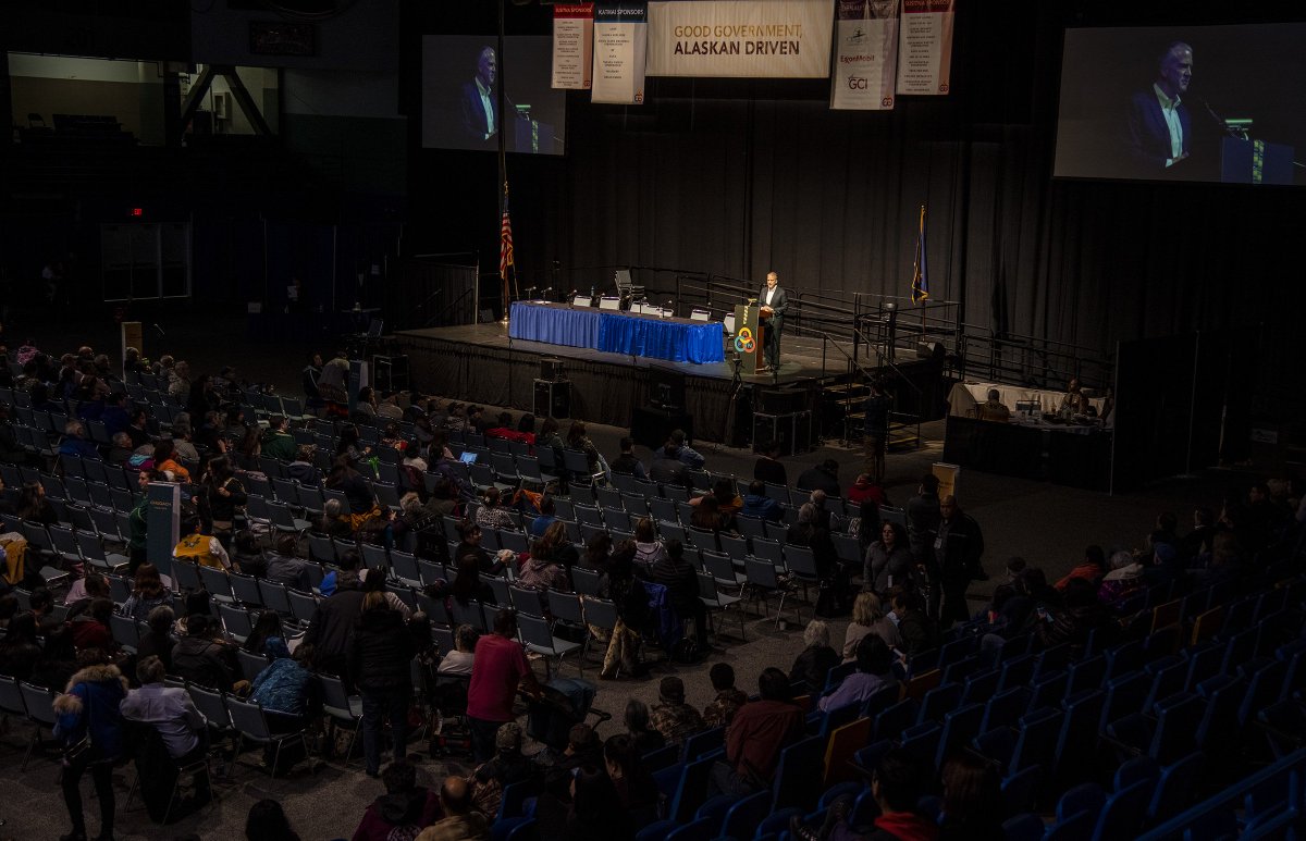 SenDanSullivan's tweet photo. At the very heart of good government is a dedicated and engaged people - Alaskans. Thank you to all who organized another great @NativeFed convention as we continue to work together to advance the interests of Alaska’s First People. #2019AFN https://t.co/idh4TcoA78