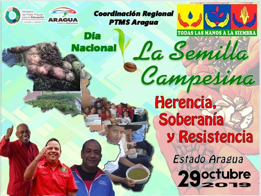 La Coordinación Regional del PTMS,  invita a la Feria de #LaSemillaCampesina a realizarse el día 29 de Octubre en los 18 Municipios de #AraguaTierraDeConucos por una #Educaciónproductiva <a href="/NicolasMaduro/">Nicolás Maduro</a> @psuvaristobulo <a href="/RMarcoTorres/">Rodolfo Marco Torres</a> <a href="/leoalvacabrera/">Prof. Leonardo Alvarado</a> <a href="/eugeniapinero/">Ma. eugenia piñero</a> <a href="/Educativadevzla/">Radio Educativa</a>