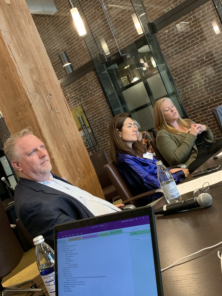 StefanieMarrone's tweet photo. Segment your alumni events by practice group, affinity groups, class years, offices and hobbies (such as fitness, wellness & events with kids) - great insight from the CMO summit at #LMATechWest #LMAmkt #alumnirelations #LMATech says @dbruns and panel of in-house alumni experts https://t.co/jrPalM5Jmt