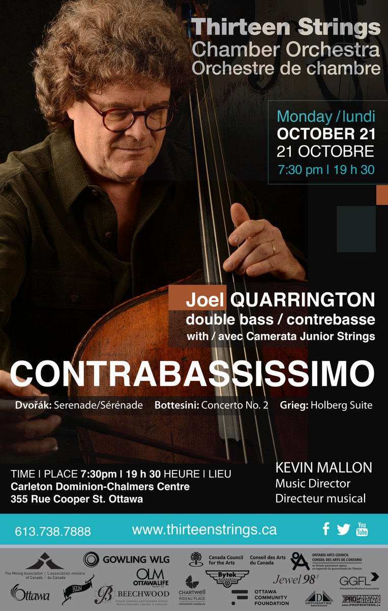 Very excited for this Bottesini concerto tonight in Ottawa with @quarrin and <a href="/13StringsOttawa/">Thirteen Strings</a>