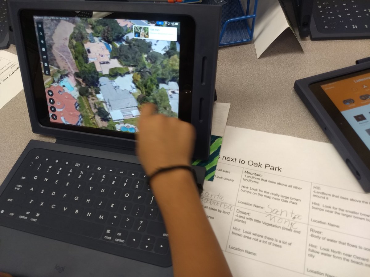 Student scavenger hunting Google Earth for landforms 2nd grade <a href="/OHESCoyotesPTA/">Oak Hills PTA</a> #opshares @Liebermanland