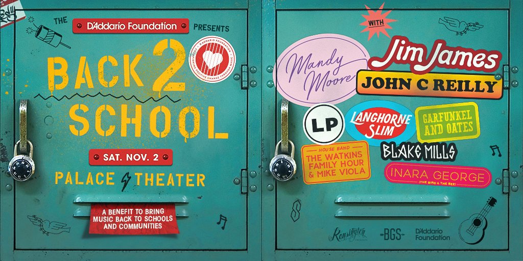 Support bringing music back to local schools and communities at the D'Addario Foundation's Back 2 School benefit. Guests include Mandy Moore, John C Reilly + more! 🎼🎸

bit.ly/2mxJEn9